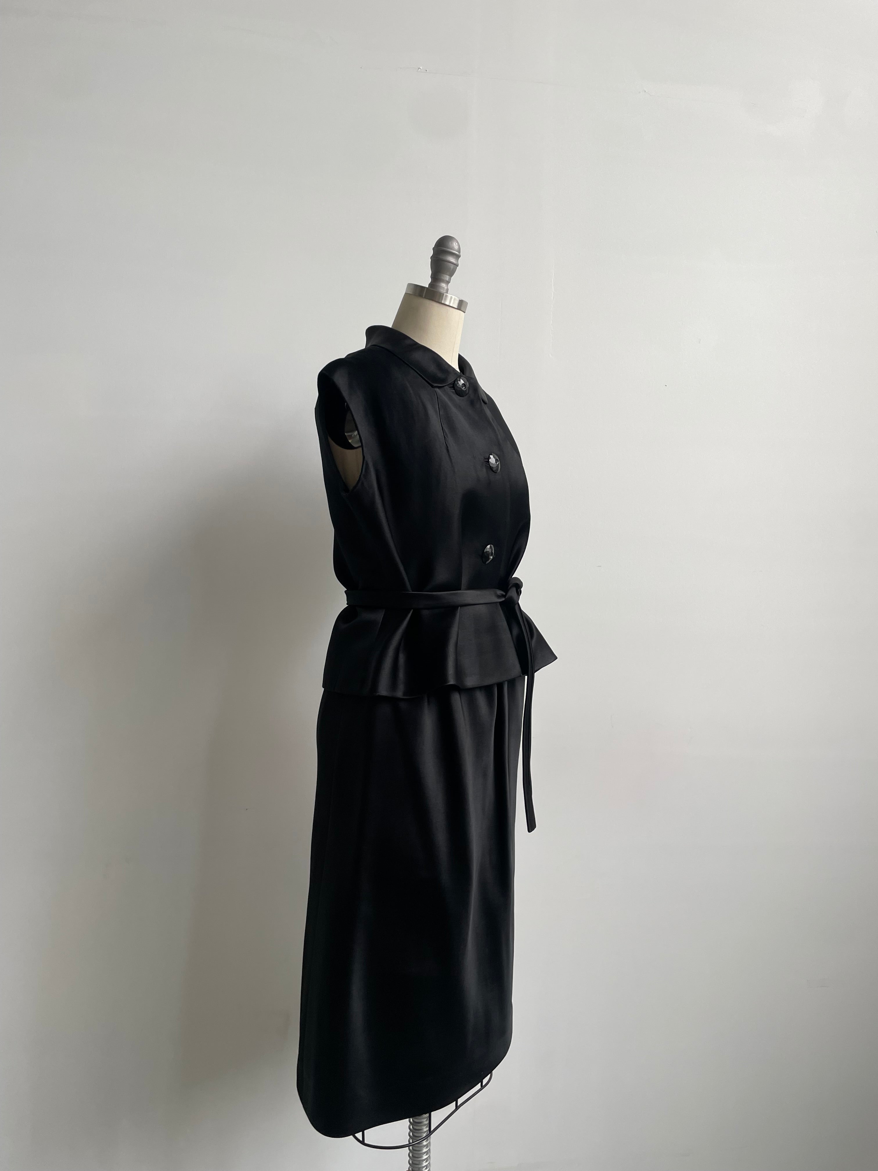 Norman Norell Black Satin Set