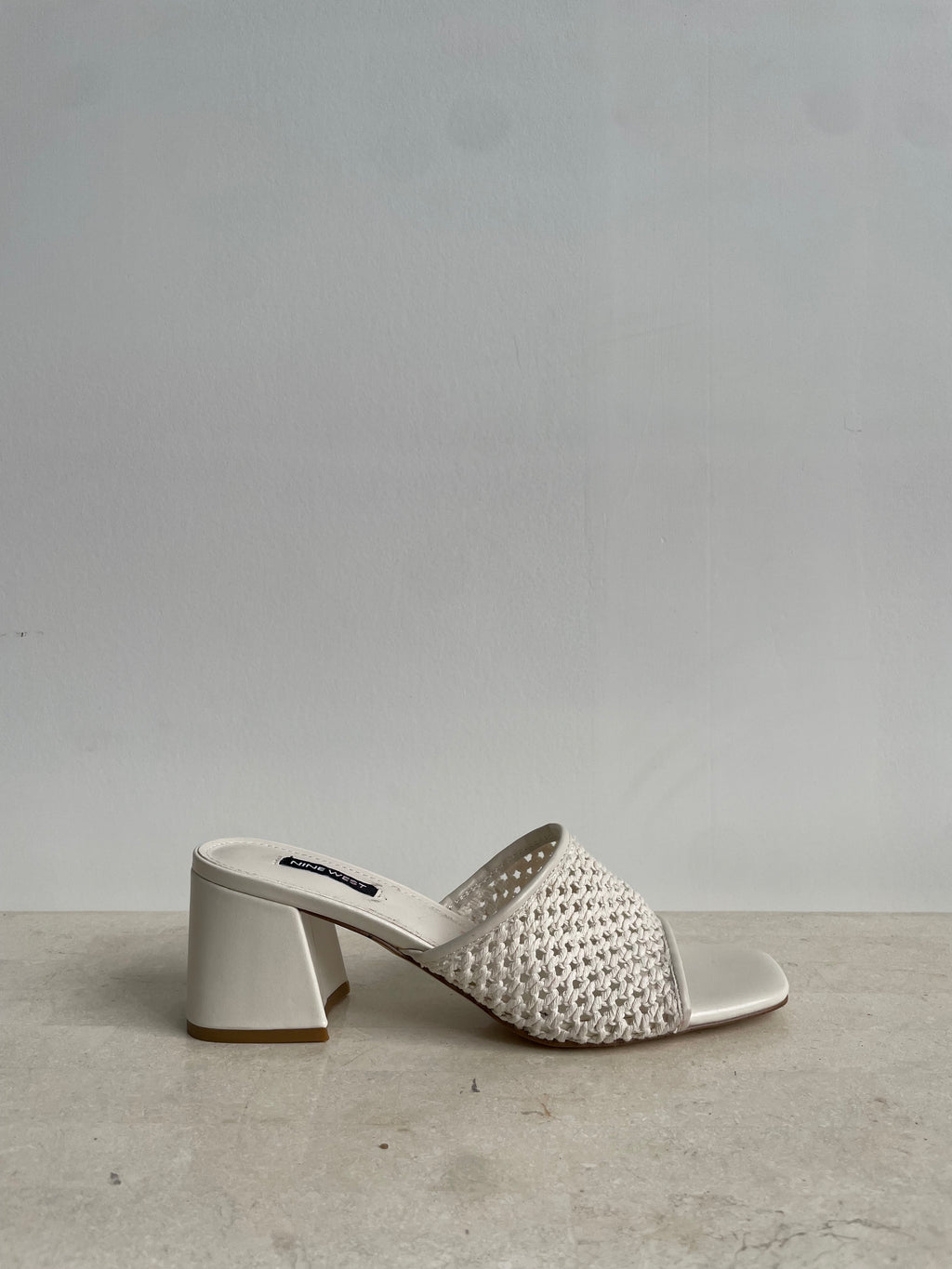 Cream Woven Block Heels