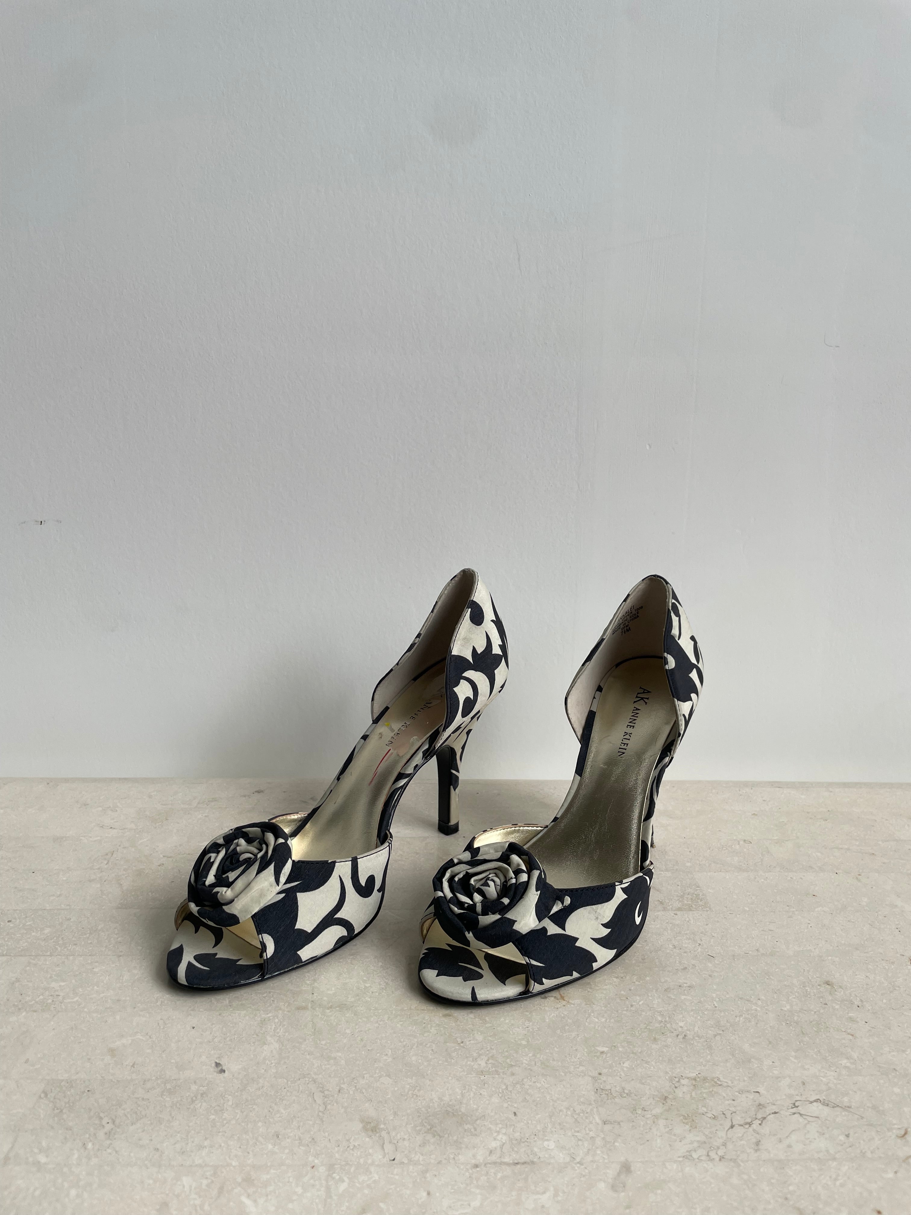 Black & White Rosette Heels