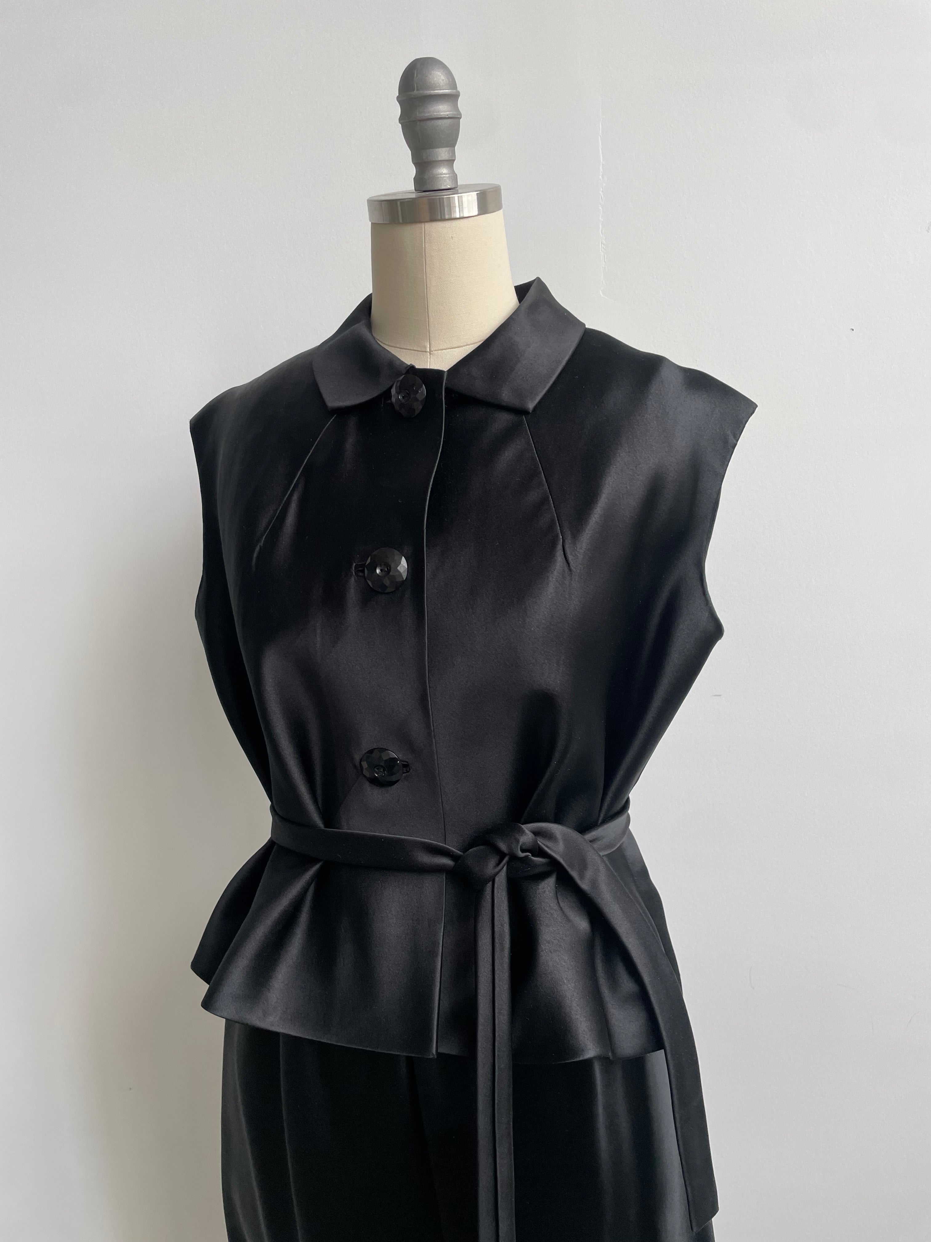 Norman Norell Black Satin Set