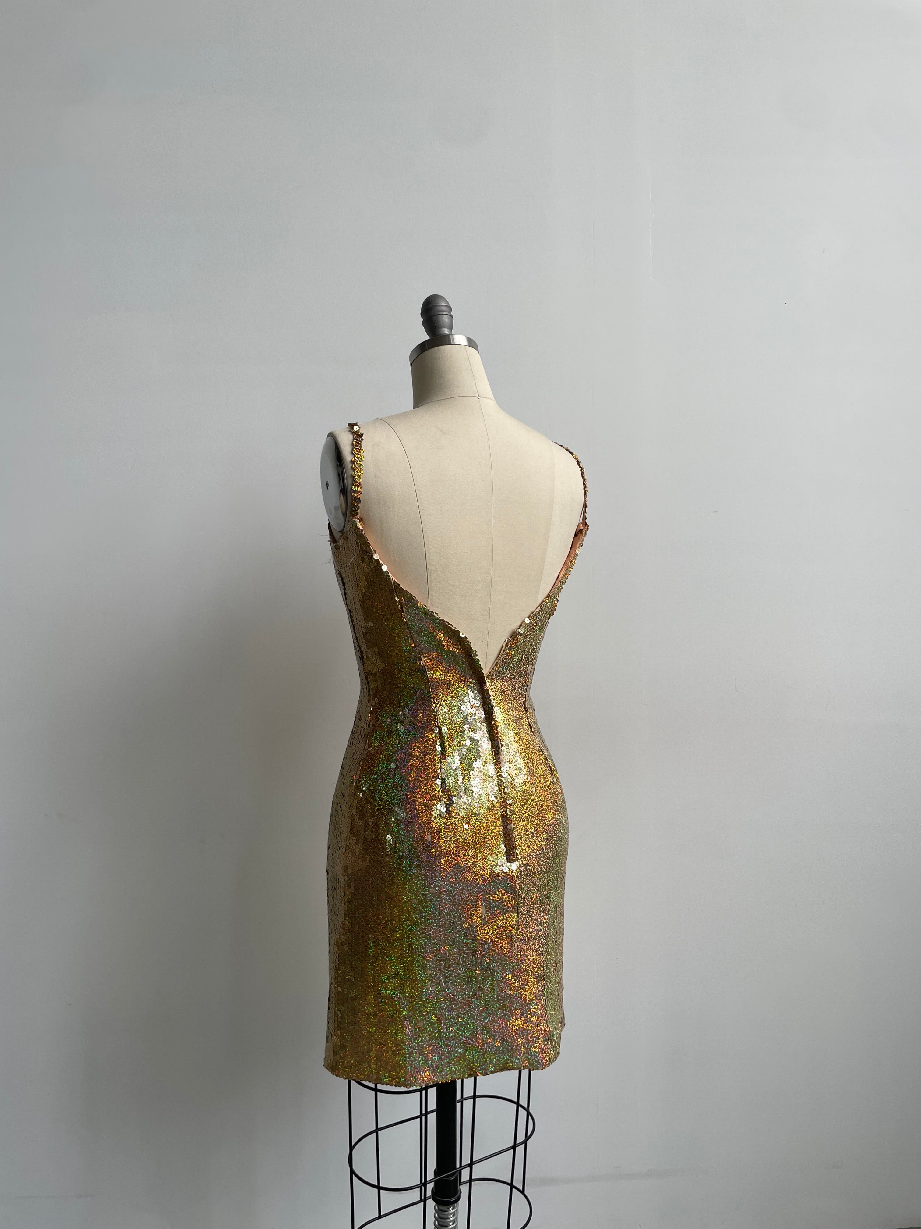 Gold Sequin Mini Dress