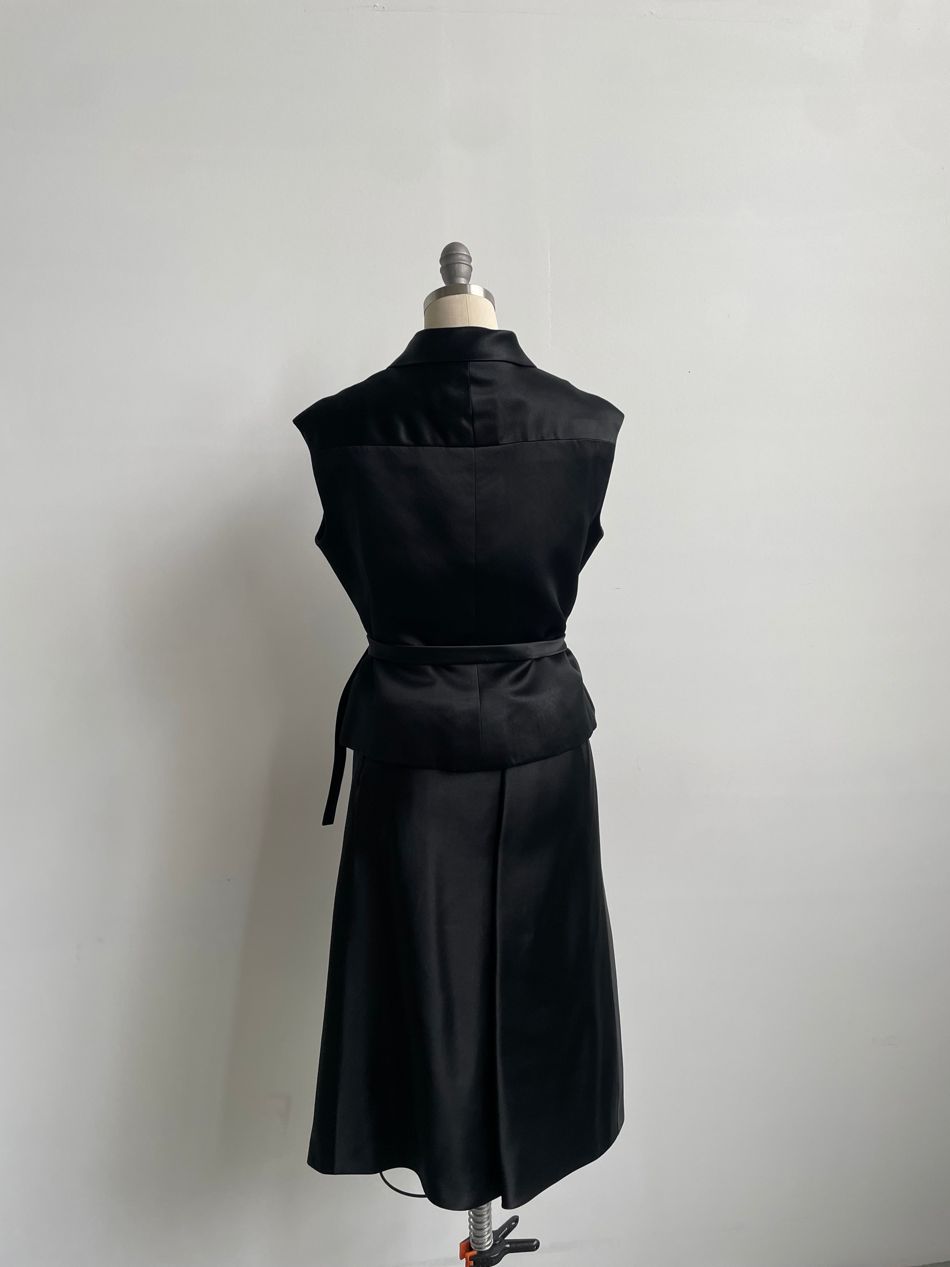 Norman Norell Black Satin Set