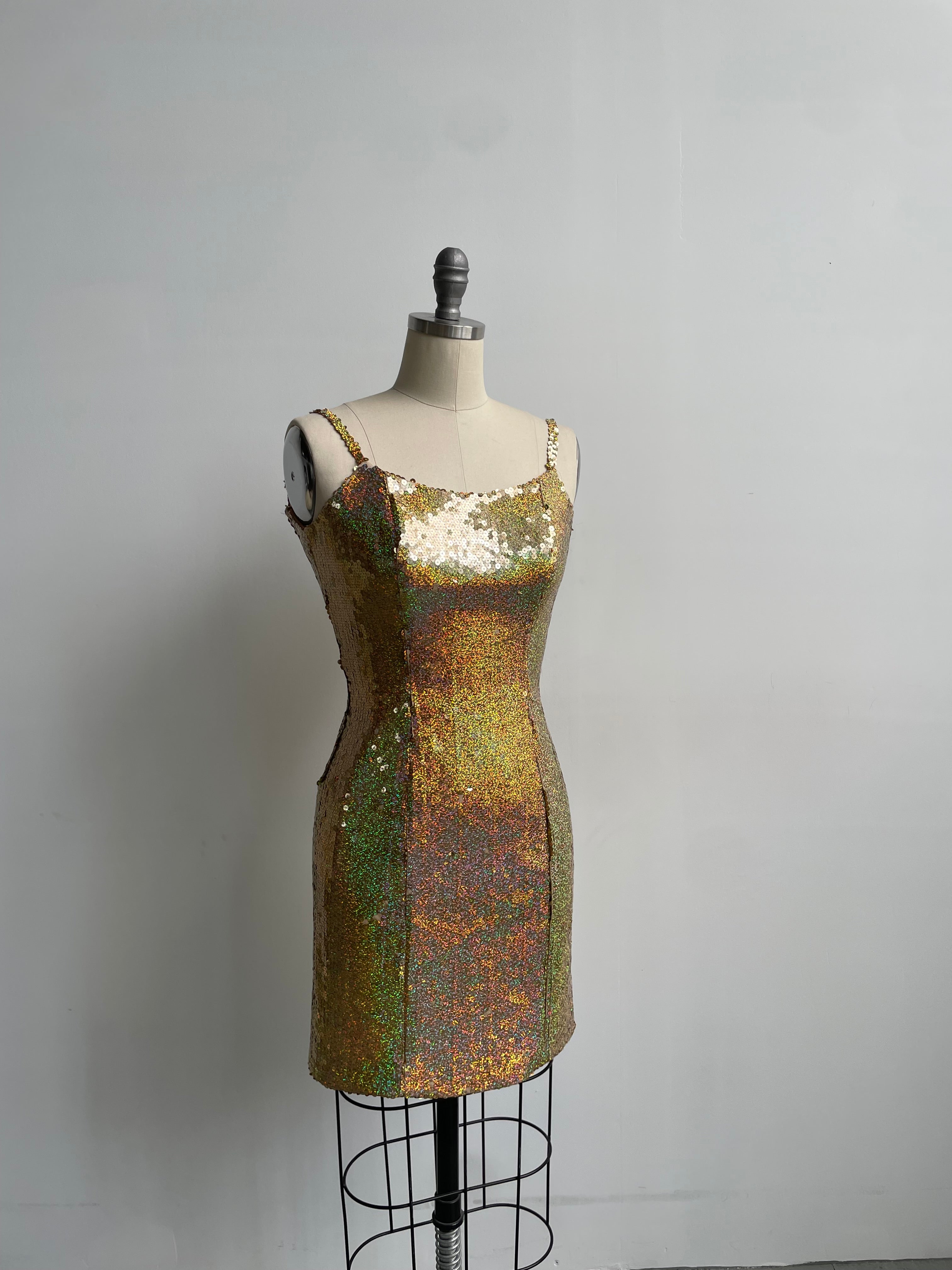 Gold Sequin Mini Dress