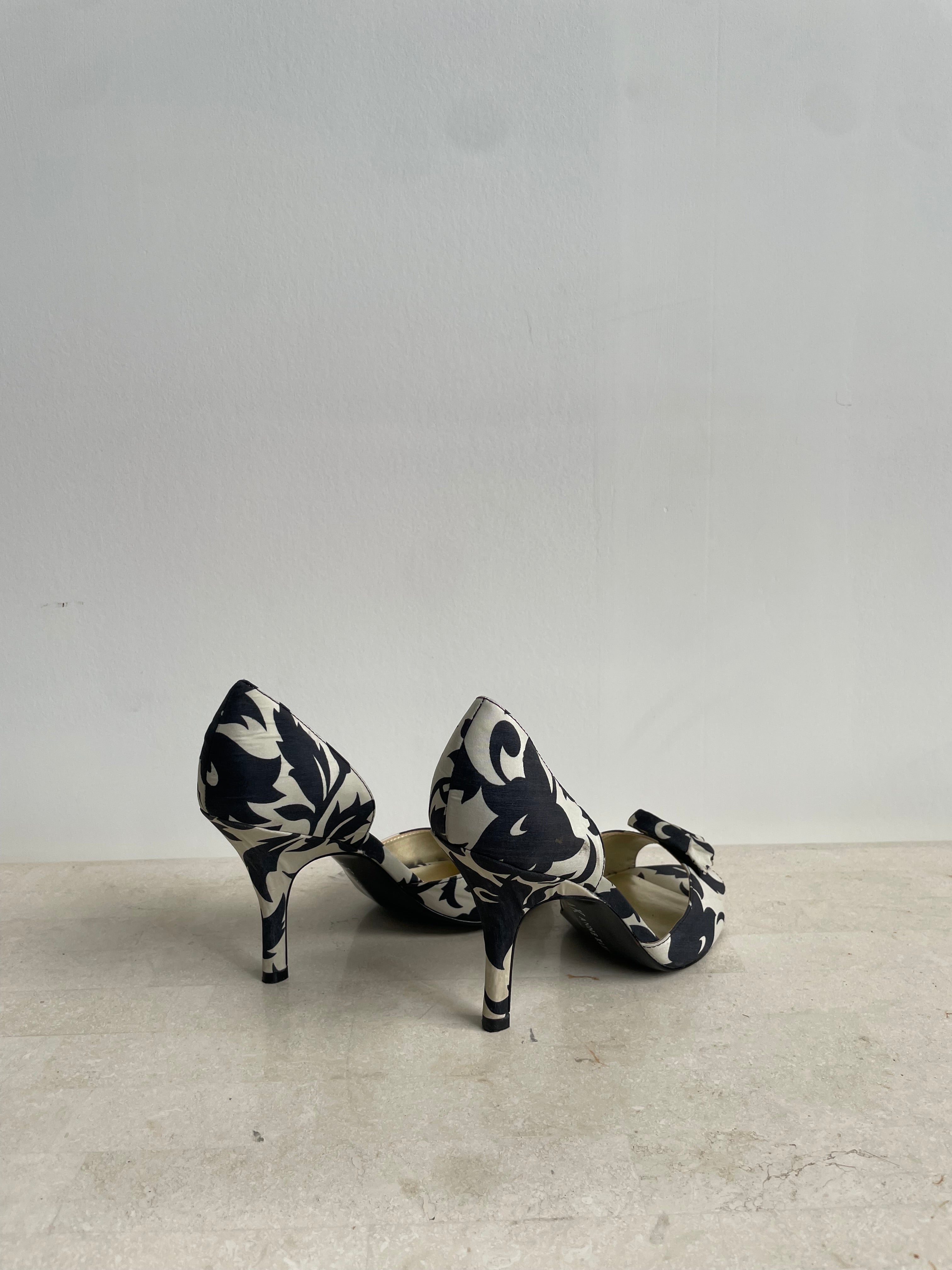 Black & White Rosette Heels