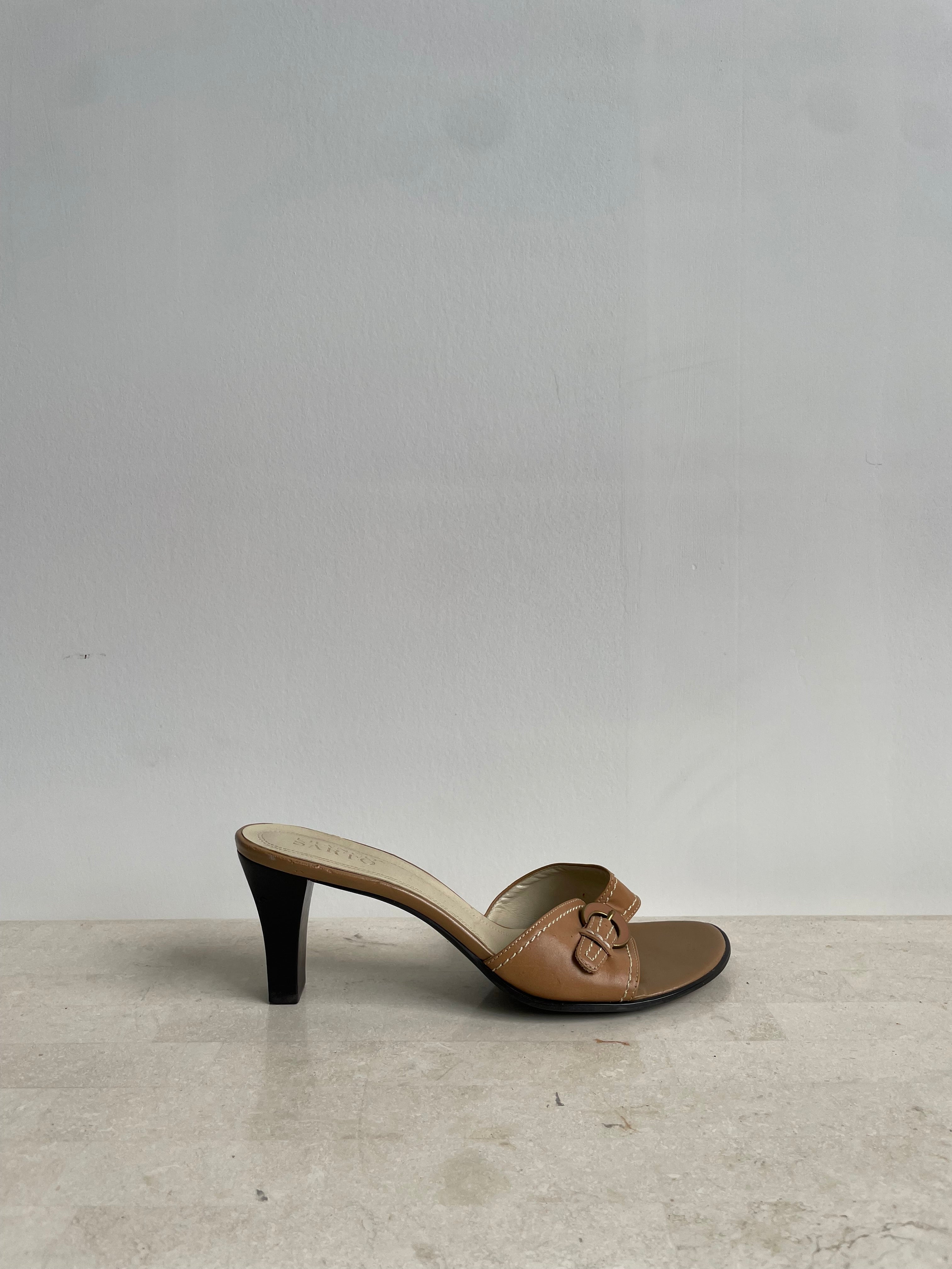 Tan Leather Buckle Sandals