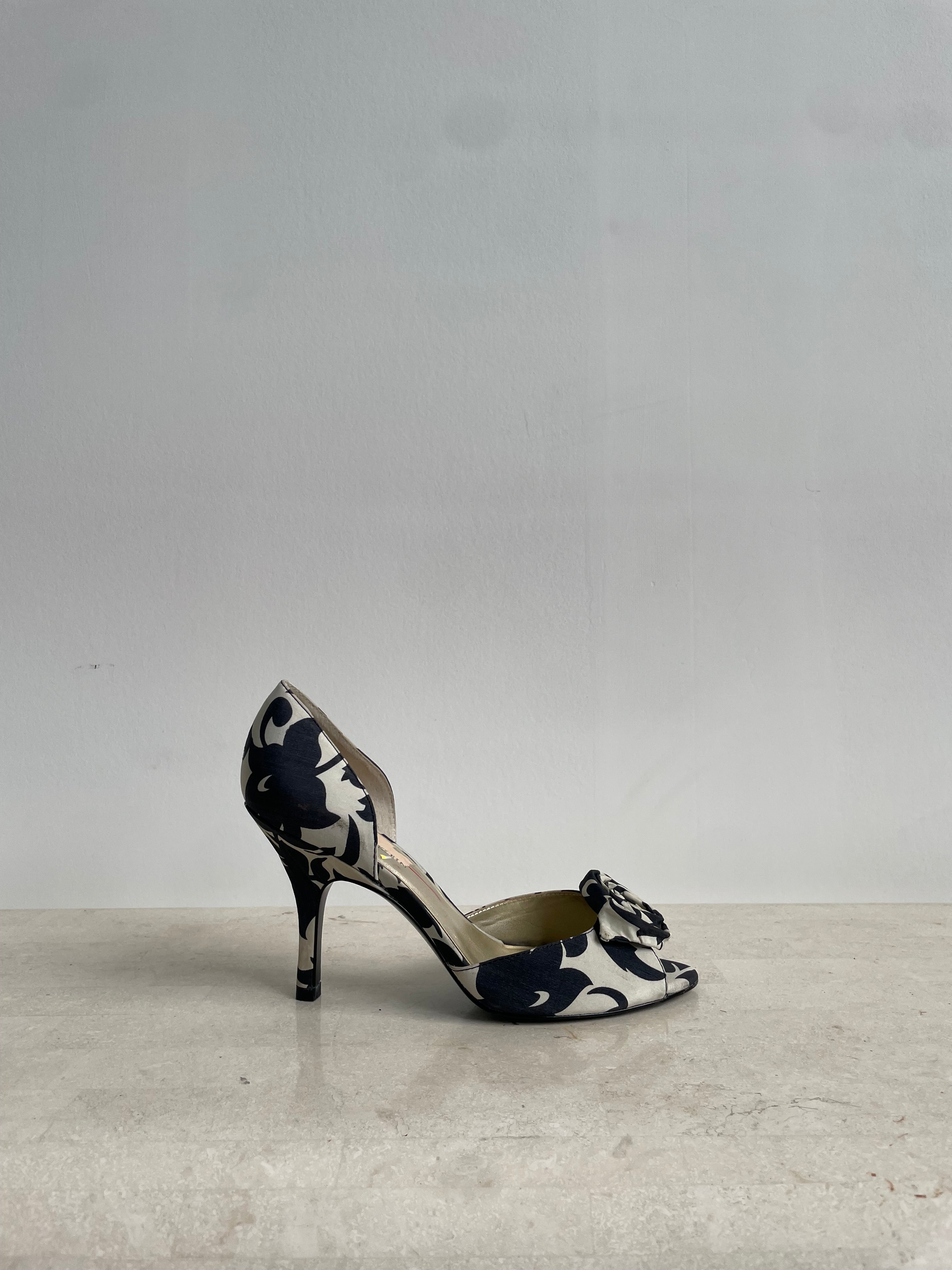 Black & White Rosette Heels