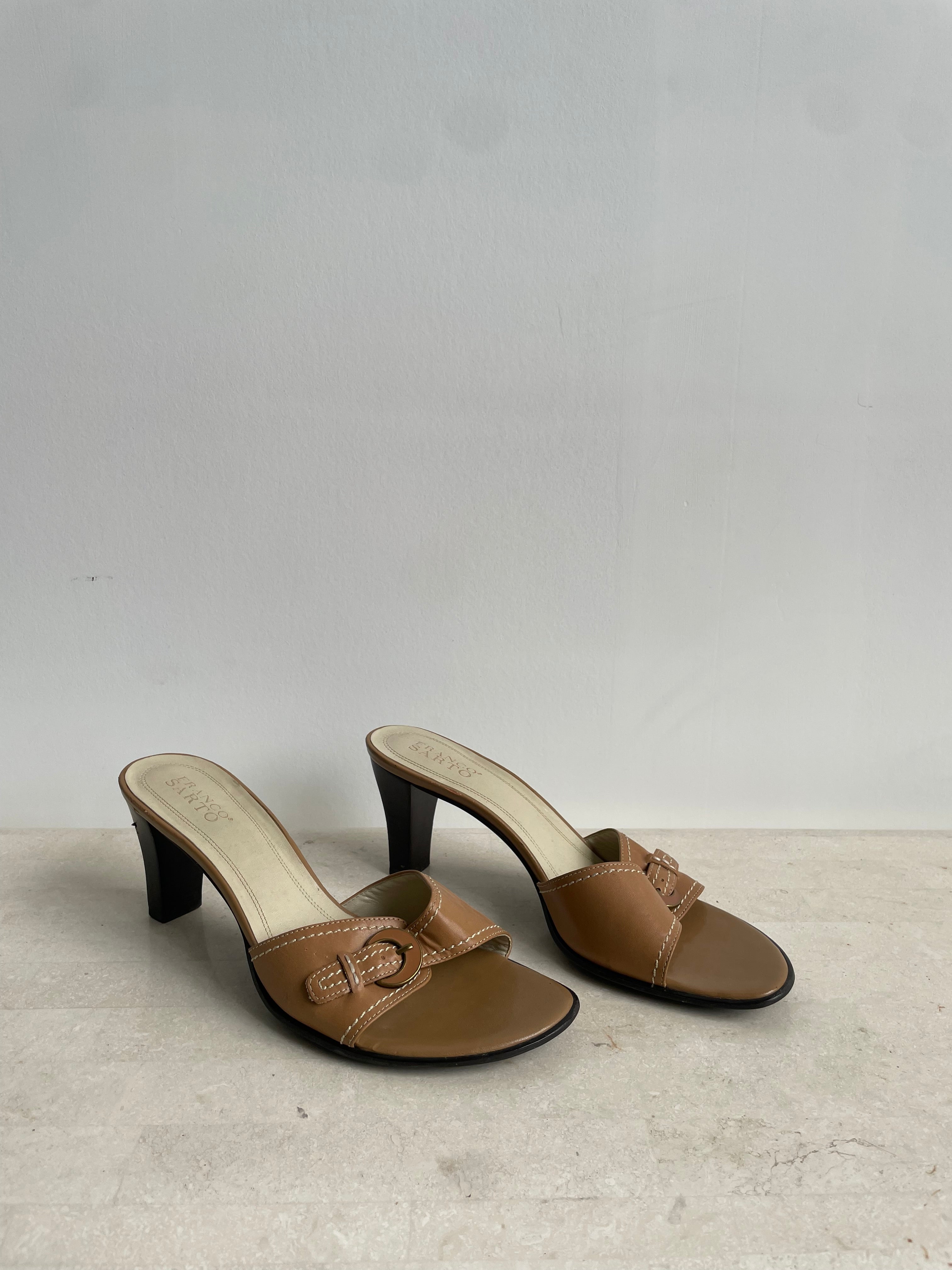 Tan Leather Buckle Sandals