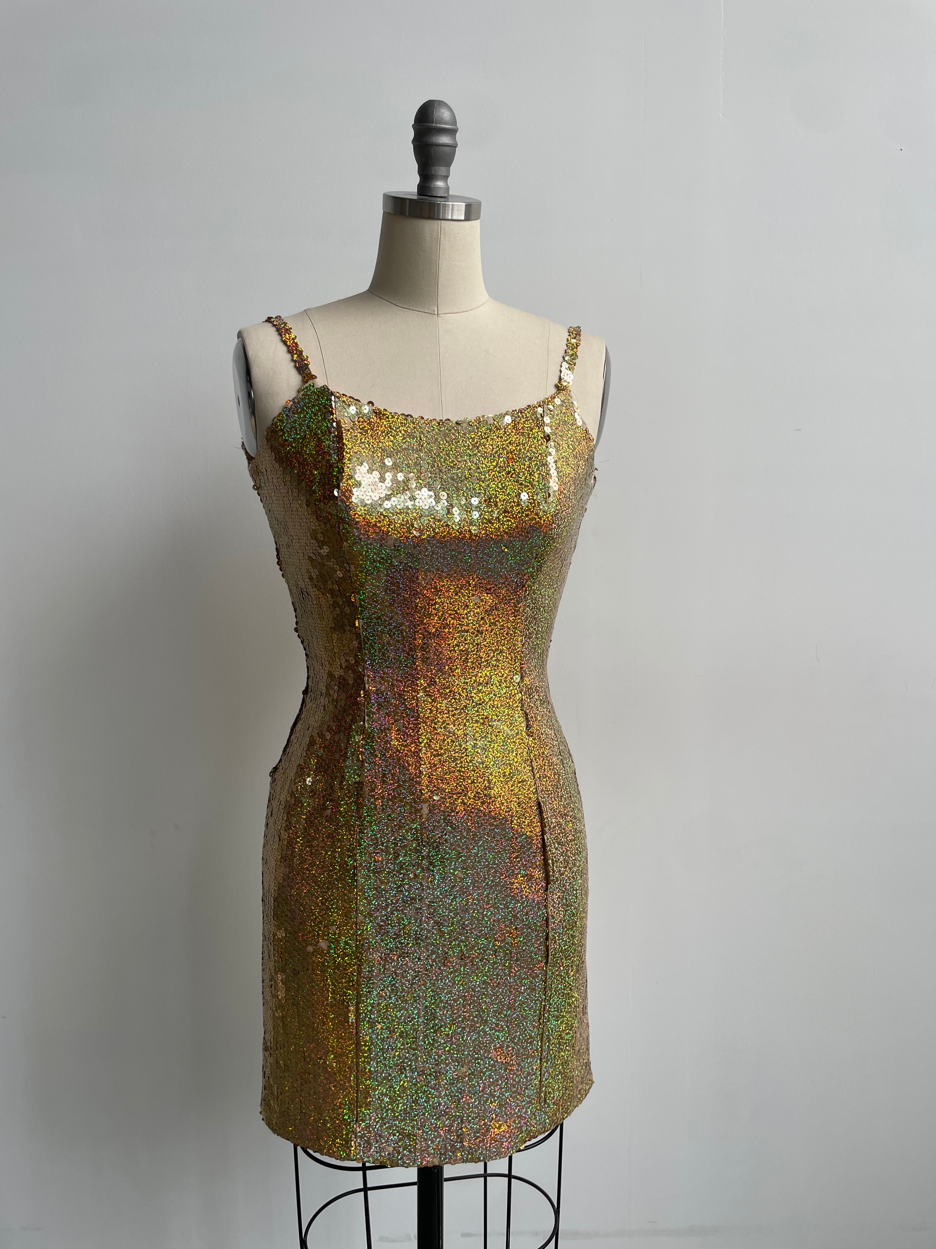 Gold Sequin Mini Dress