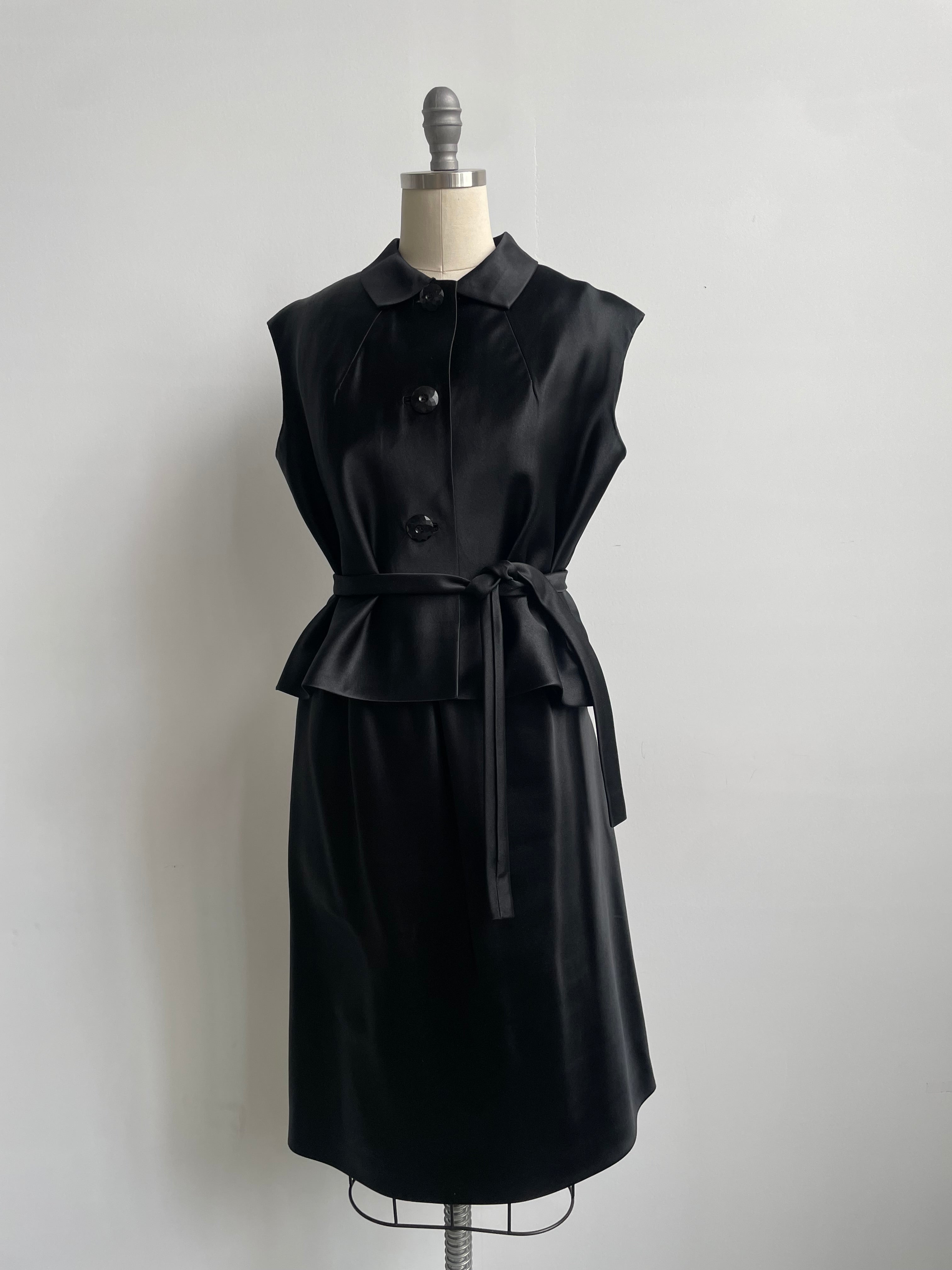 Norman Norell Black Satin Set