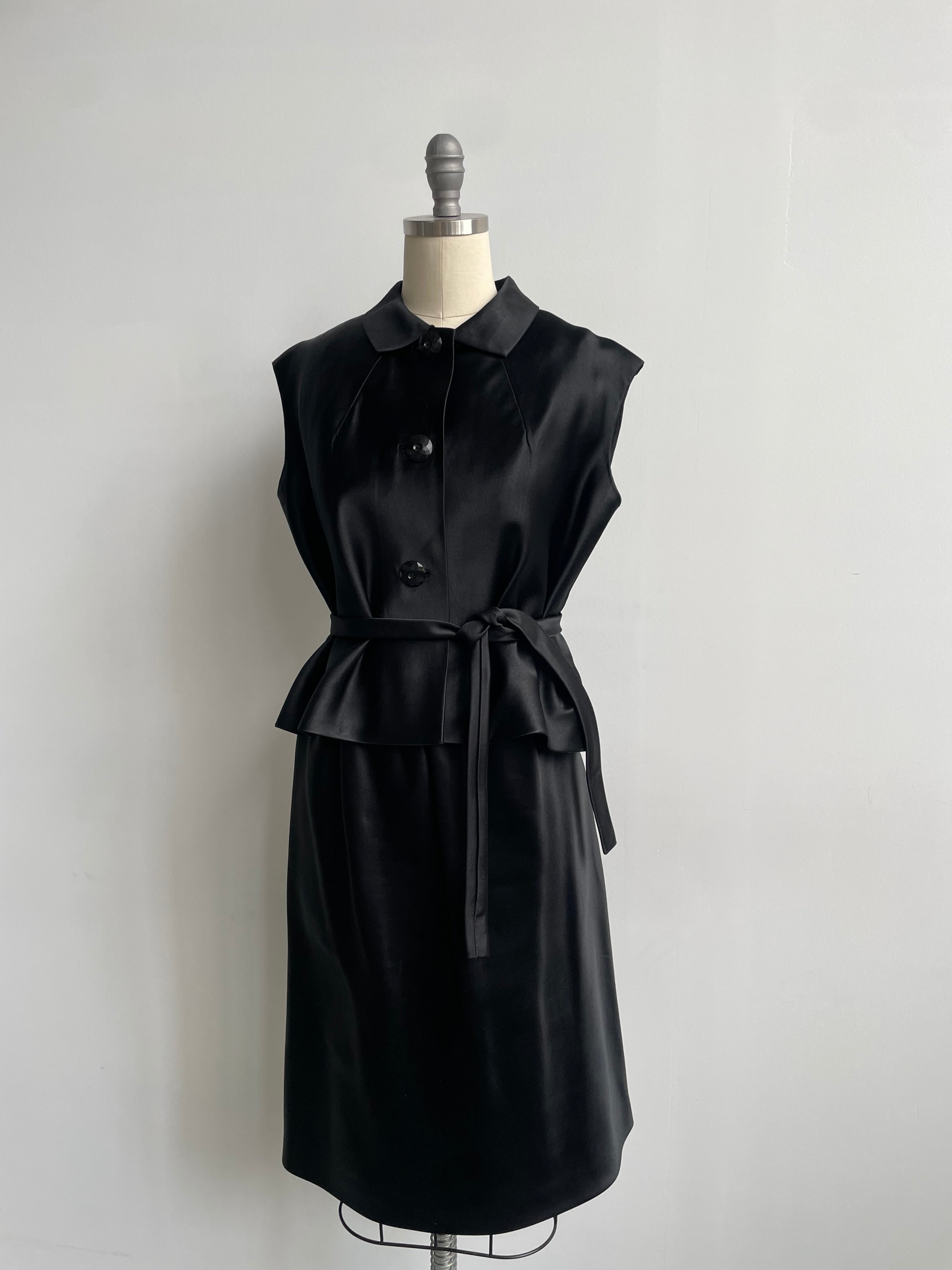 Norman Norell Black Satin Set