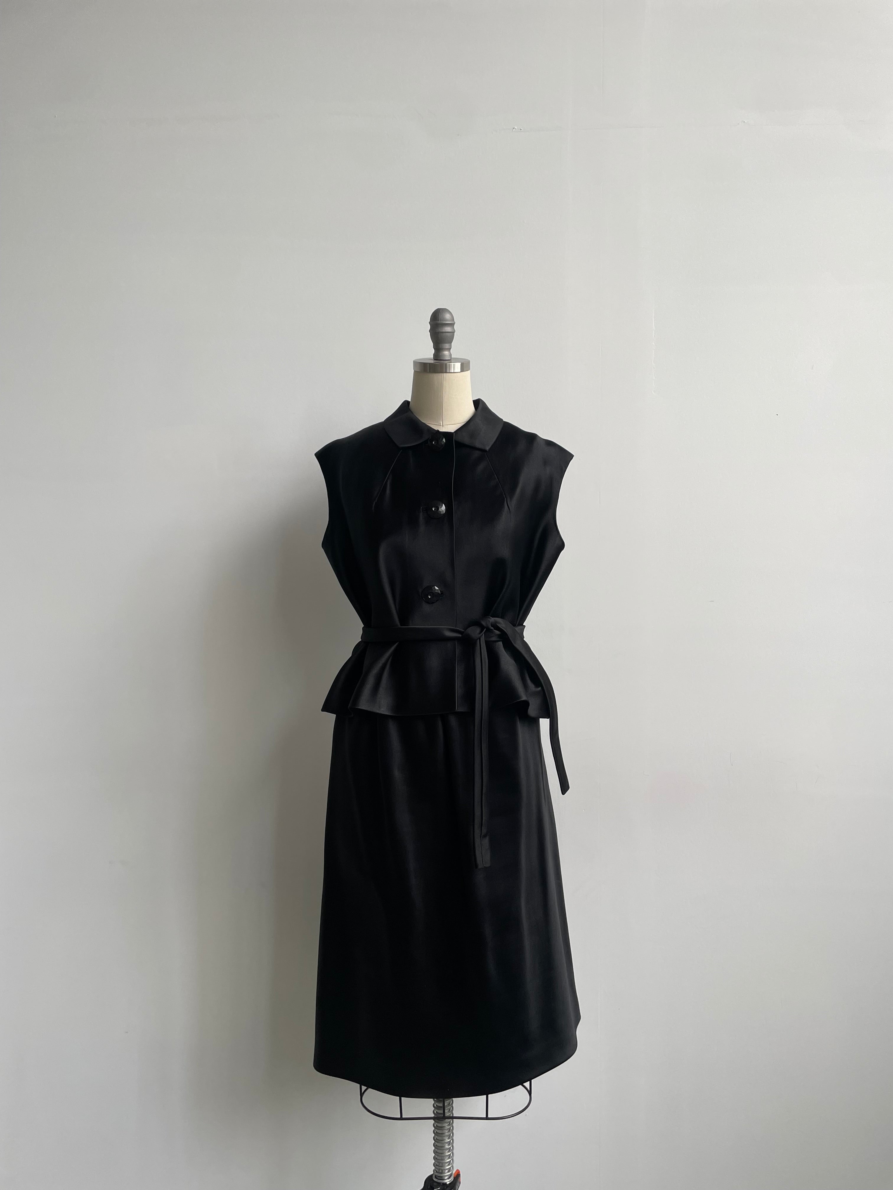 Norman Norell Black Satin Set
