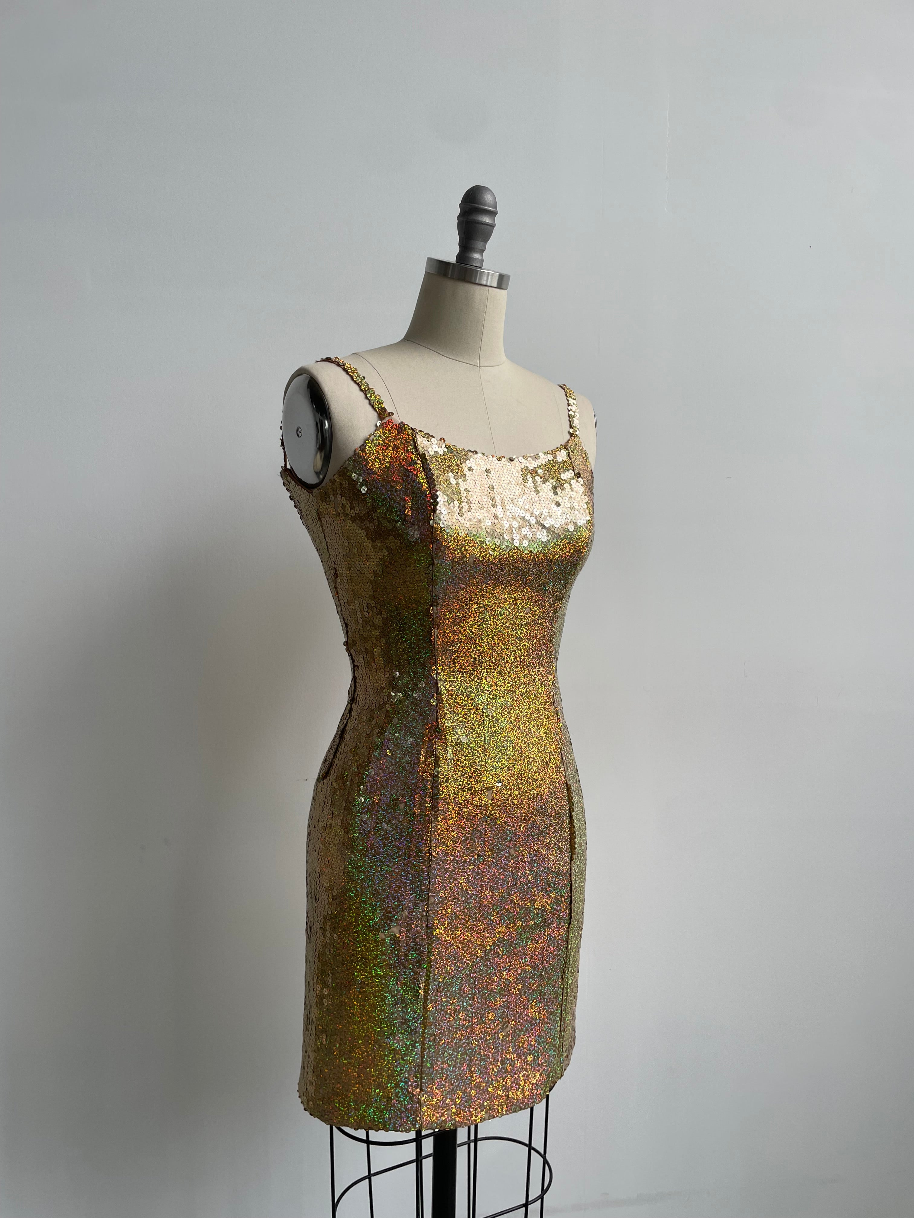 Gold Sequin Mini Dress
