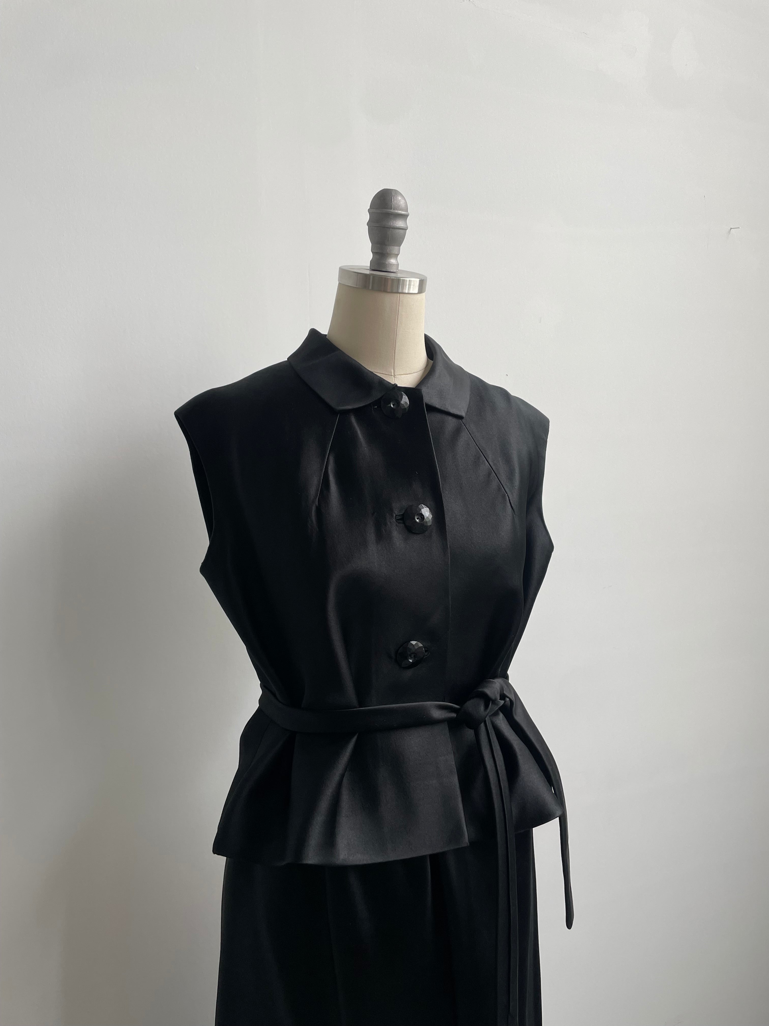 Norman Norell Black Satin Set