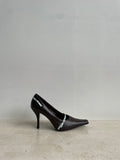 Brown Leather Buckle Heels