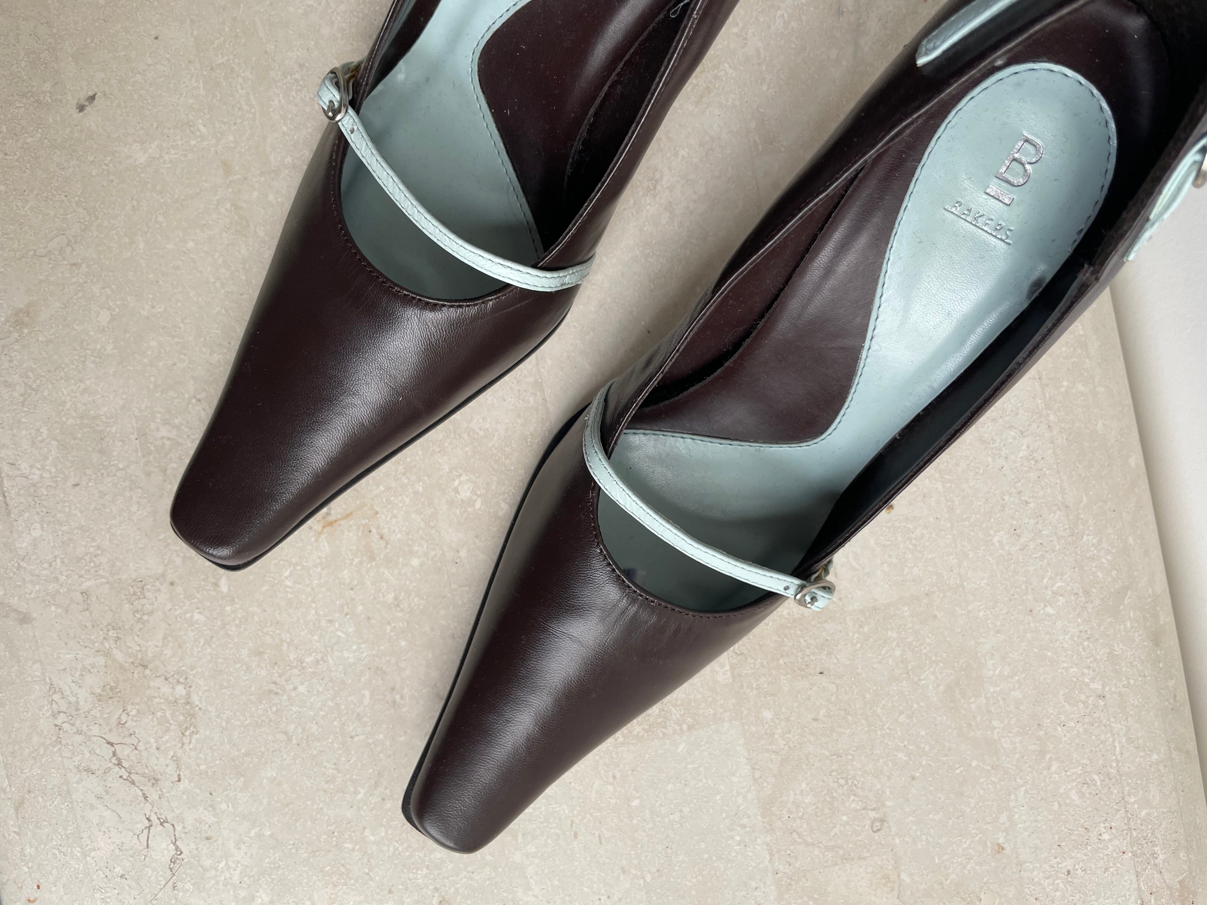 Brown Leather Buckle Heels