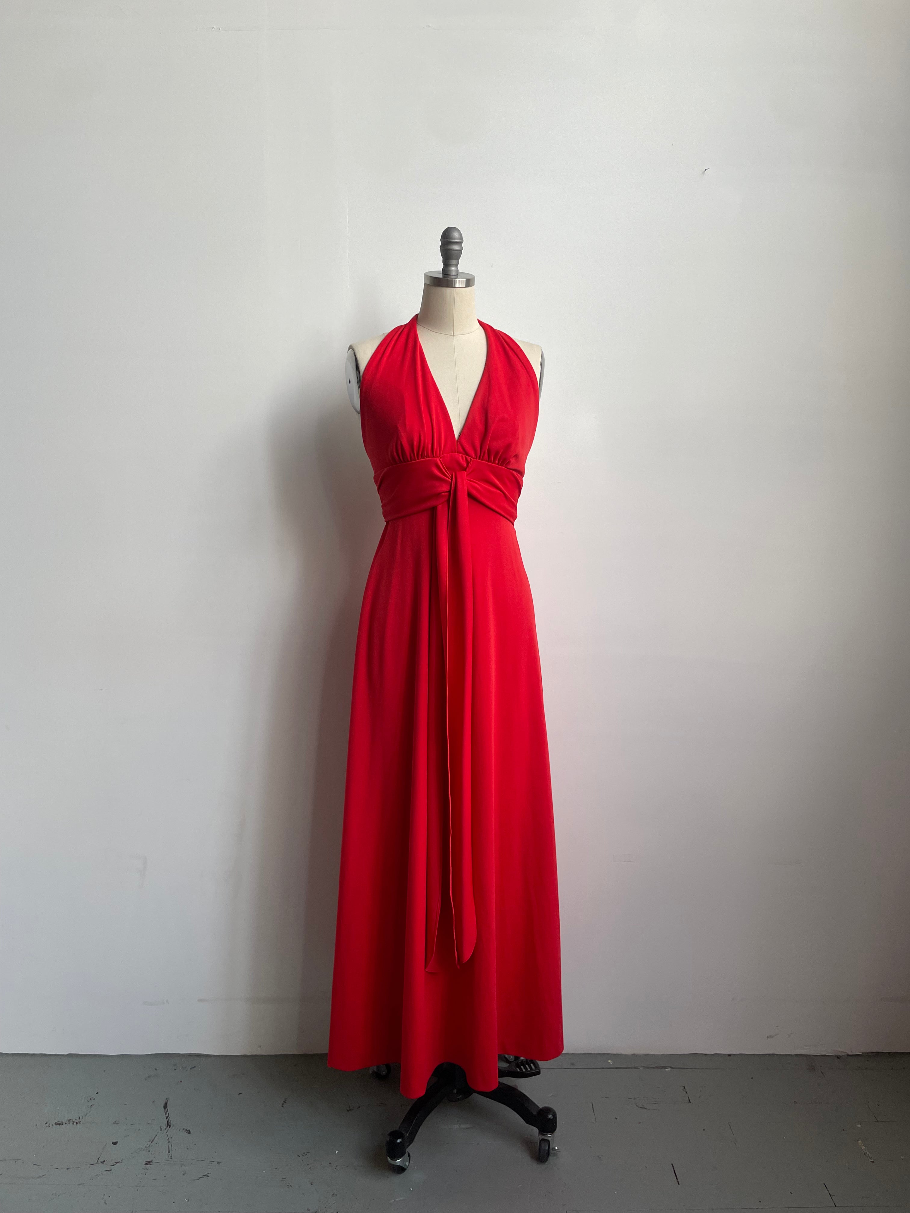 Red Halter Maxi Dress