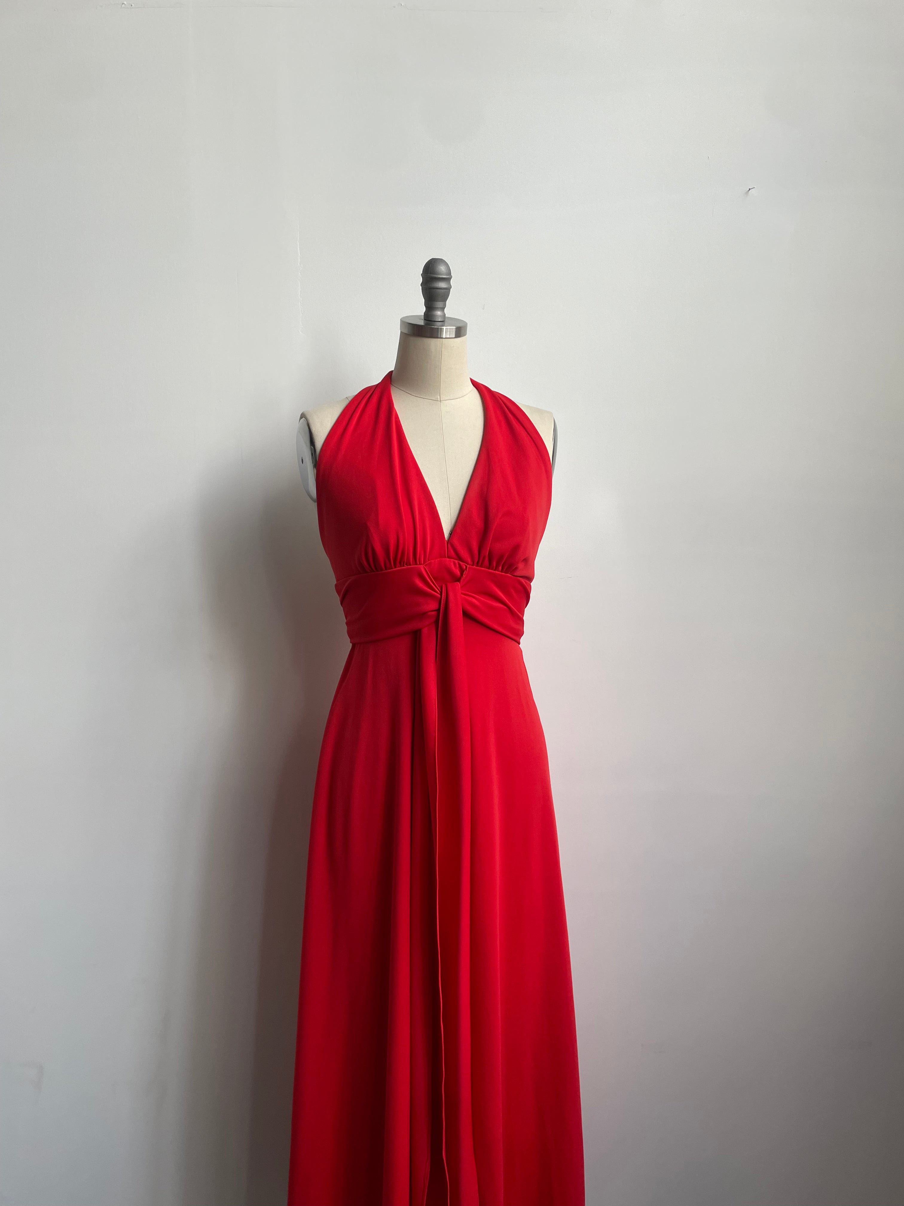Red Halter Maxi Dress