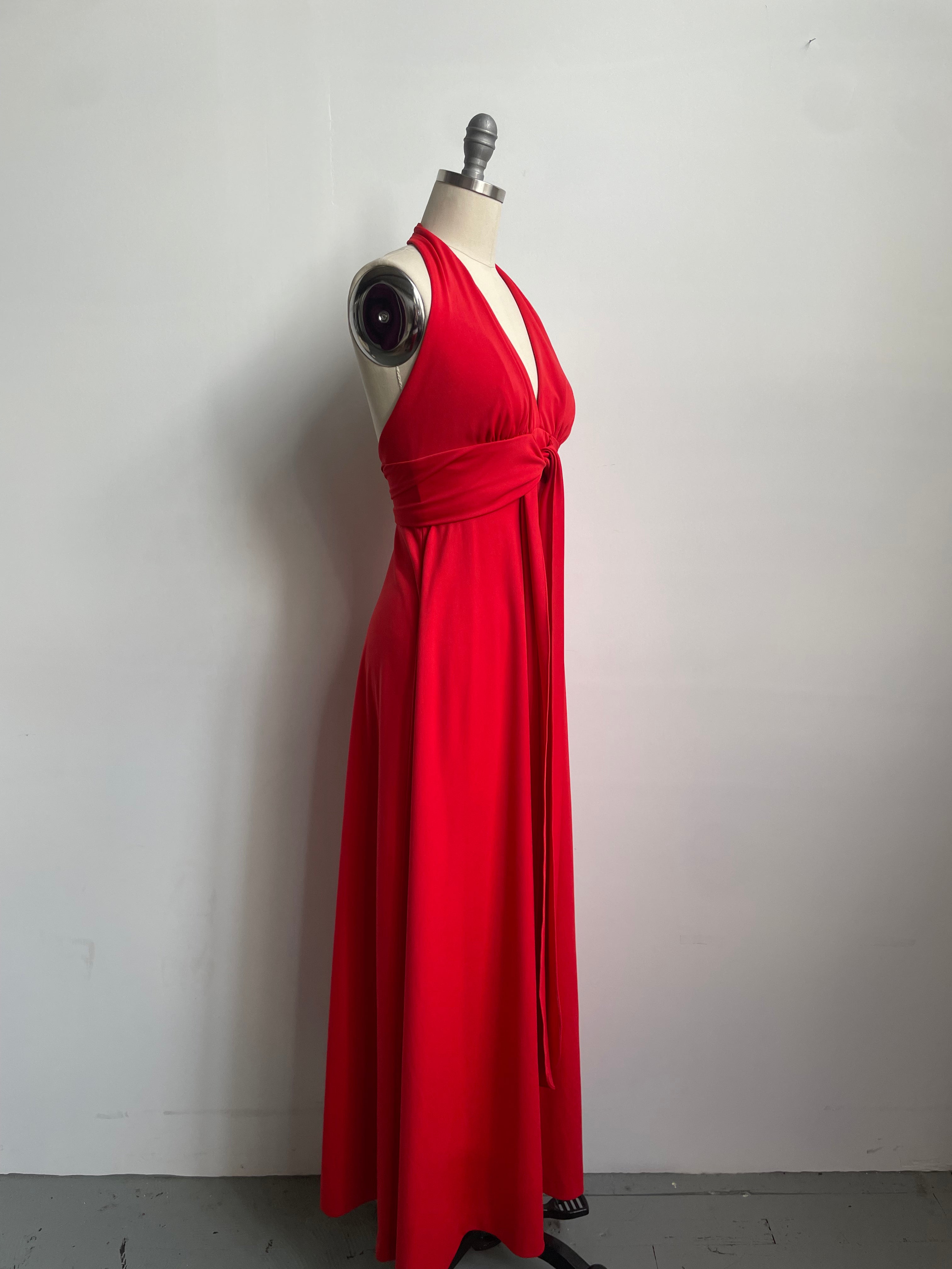 Red Halter Maxi Dress