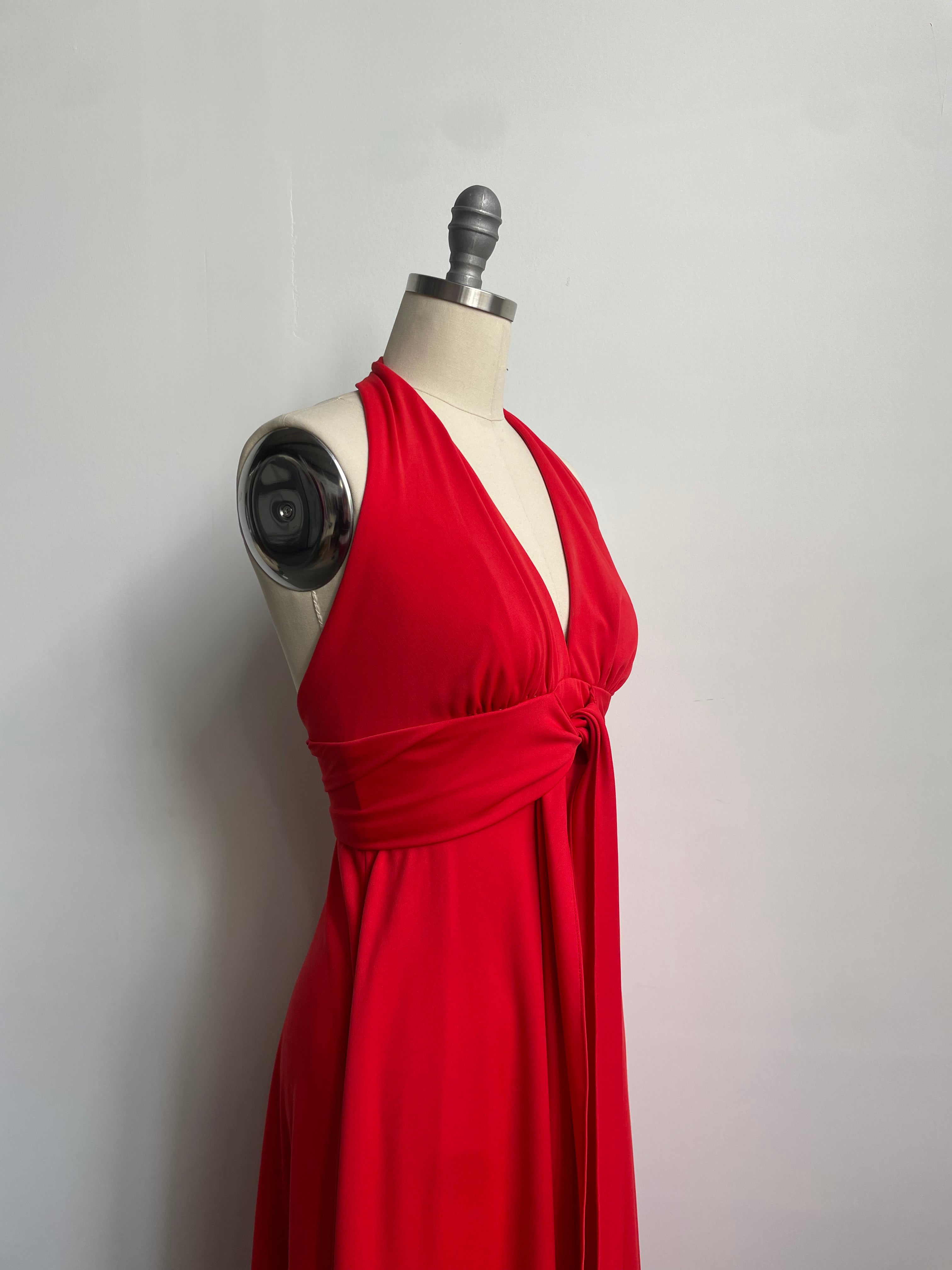 Red Halter Maxi Dress
