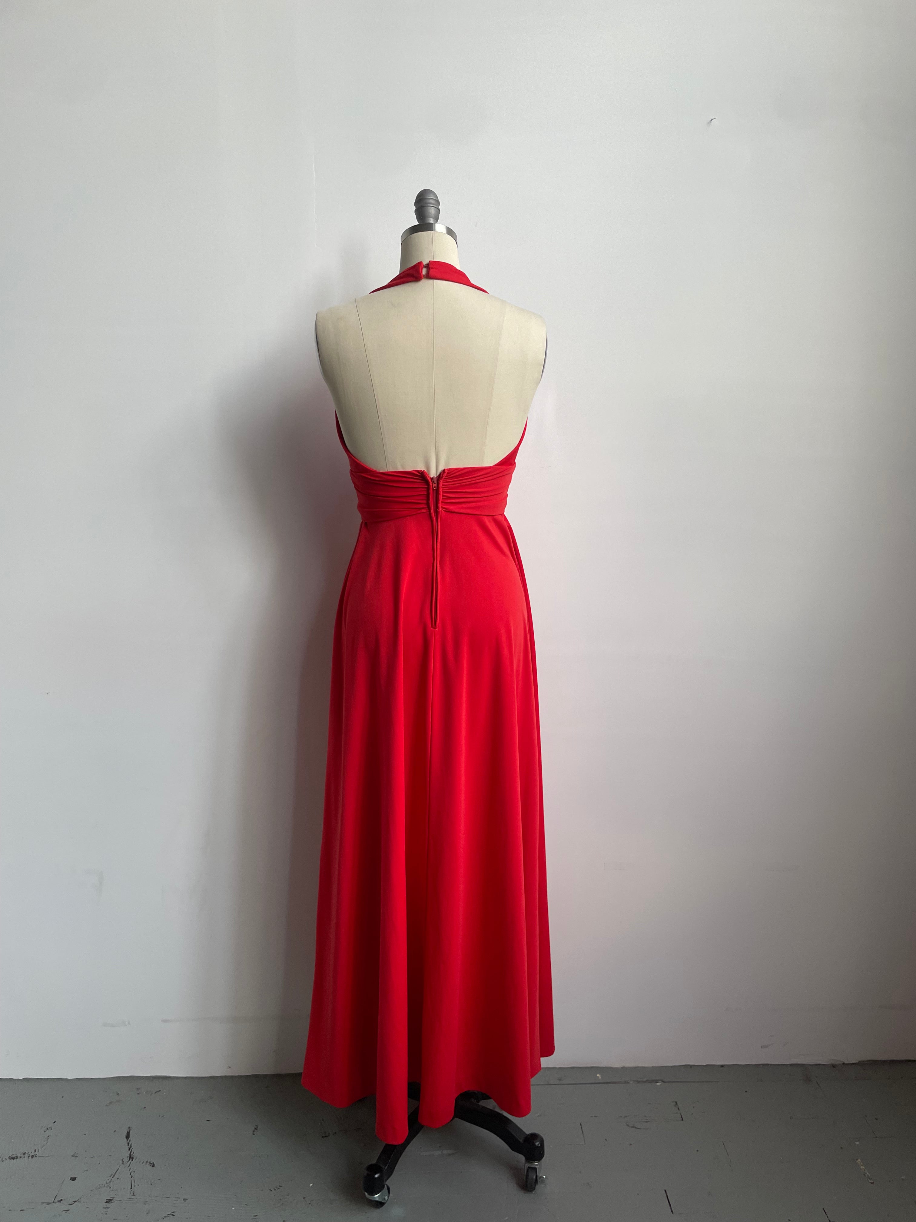 Red Halter Maxi Dress