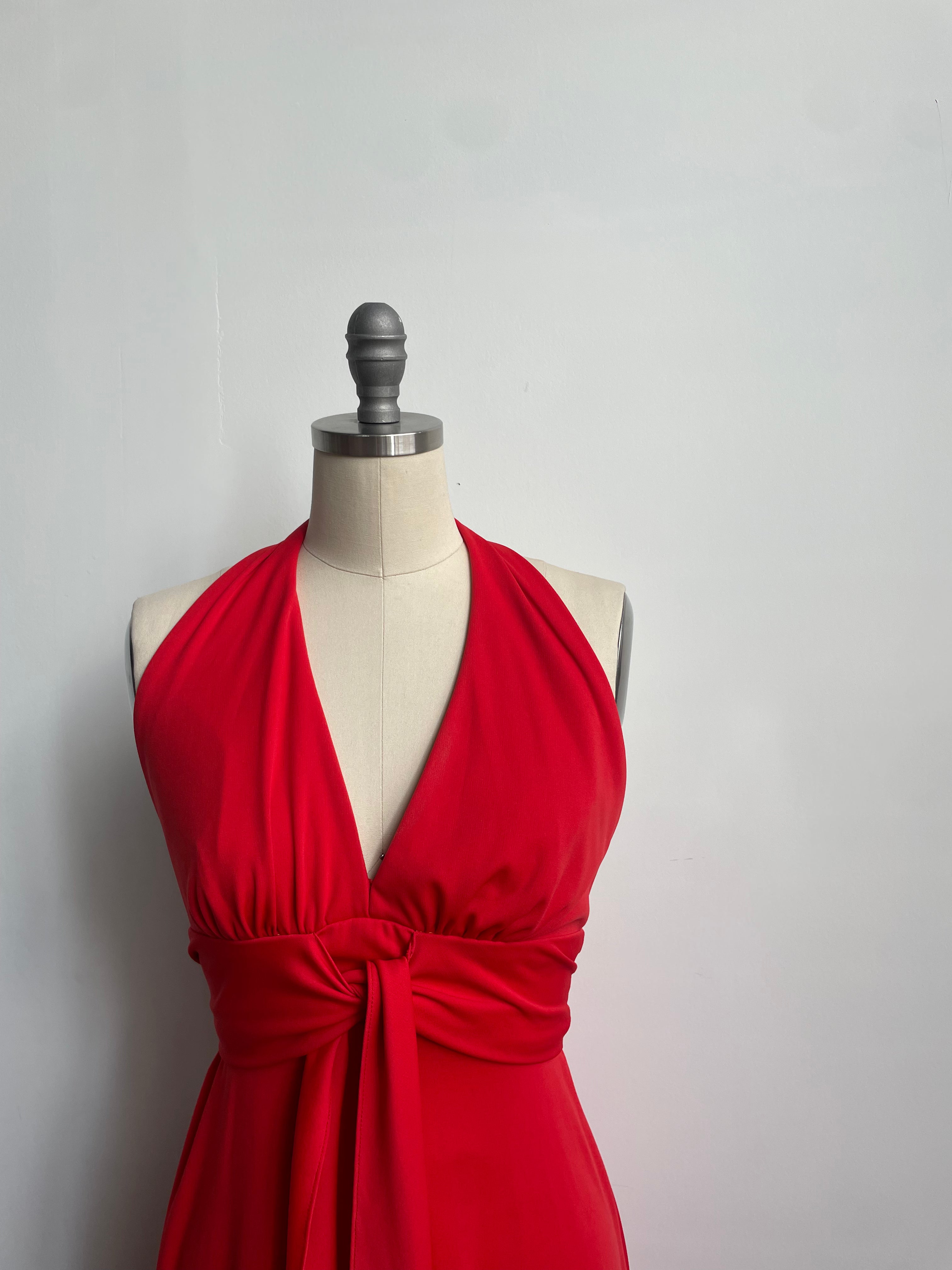 Red Halter Maxi Dress